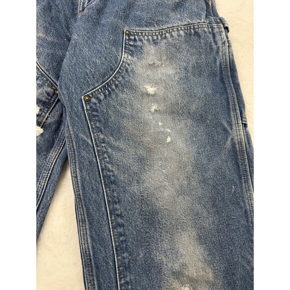 Carhartt Mens Double Knee  Workwear Blue Denim Jeans 36x34 Original Dungaree Fit - Picture 12 of 16